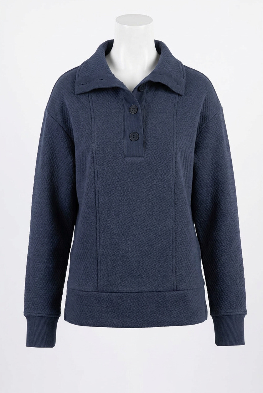 NEW SOUTHERN TIDE tonya button mock pullover in dress blue
